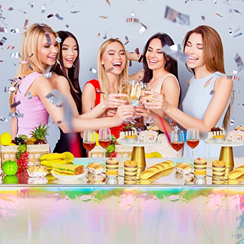 Laser Iridescent Plastic Tablecloths 12 Pack - Shiny Disposable Rectangular Cover 54" x 108" - Party Decor