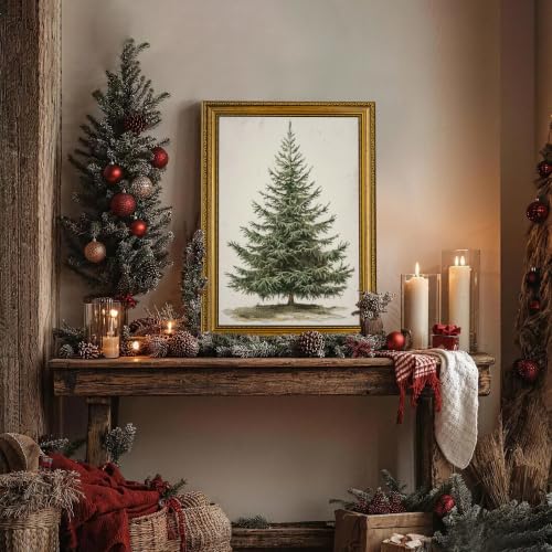Christmas Tree Wall Art Canvas - Botanical Pine Framed Decor 16x24 Inch Variation of THIS listing
