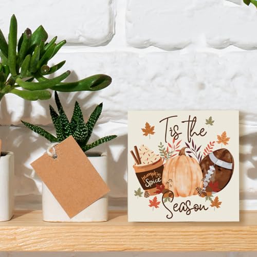 Fall Football Pumpkin Decor with Season Variant - Rustic Halloween Thanksgiving Home Gift