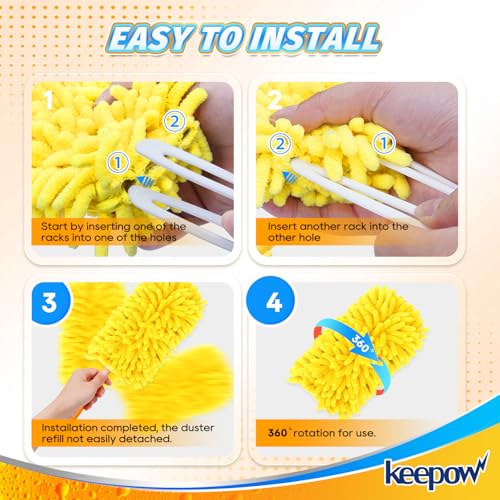 KEEPOW 4-Pack Microfiber Duster Refills for Swiffer – Washable & Reusable