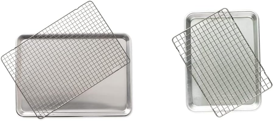 Nordic Ware Half Sheet & Quarter Sheet Set - Nonstick Baking Trays with Grid Design