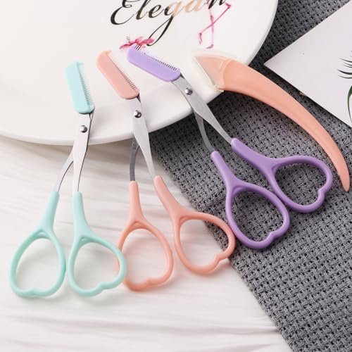 Eyebrow Trimmer Scissors with Comb and Razor Set