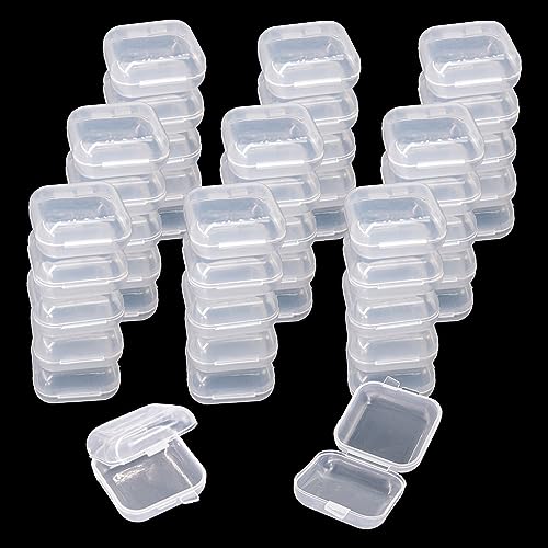 80PCS Mini Clear Plastic Jewelry Boxes, Small Hinged Storage Containers