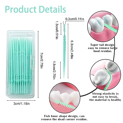 Dual-Sided Disposable Dental Toothpicks with Bristles 80 Count