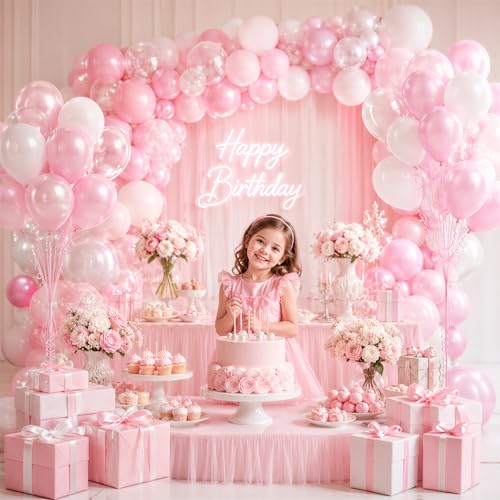 Pink and White Balloons 60-Piece 12-Inch Latex Balloon Kit for Party Decor