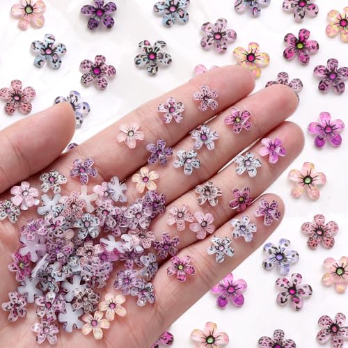150 Pcs Leopard Print Flower Nail Charms 3D Floral Rhinestones