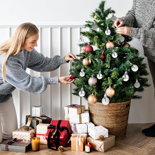 Set of 24 Mini Silver Christmas Ornaments Shatterproof Tree Decorations