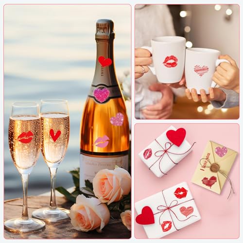 Konsait Valentine's Day Temporary Tattoos, 10 Sheets Heart Rose Fake Tattoos