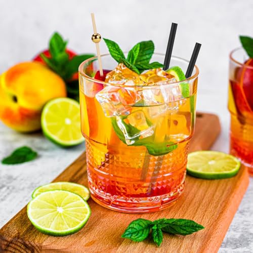 300-Piece Cocktail Kit: 200 Short Black Straws and 100 Gold Cocktail Picks