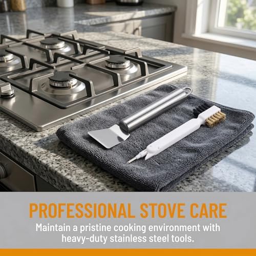 2-Piece Stove Cleaning Brush and Scraper Set for Kitchen