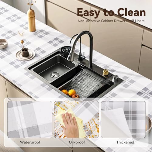 Non-Slip Drawer Shelf Liner 12" x 118" - Gray Waterproof Mat