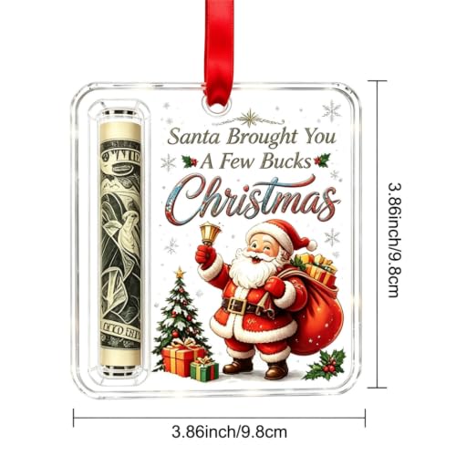 Christmas Cash Gift Ornament - Acrylic Holiday Money Holder, Set of 2