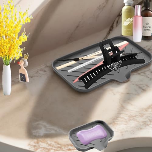 2-Piece Silicone Soap Dish and Sponge Holder for Kitchen and Bathroom Sink