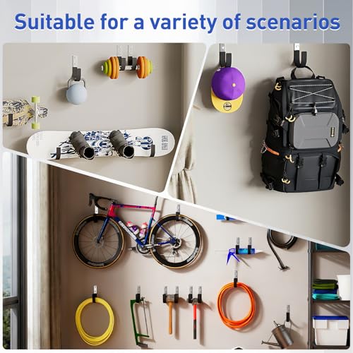 Heavy Duty Steel Wall Hooks for Garage & Garden Storage - 60lbs Capacity (2 Pack)