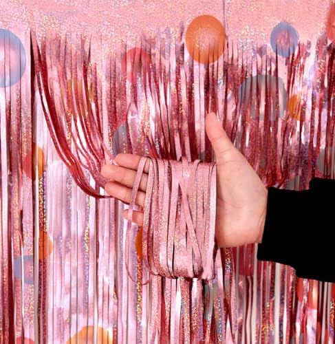 2 Pack Tinsel Foil Fringe Curtains 3.3ft x 8.2ft for Parties
