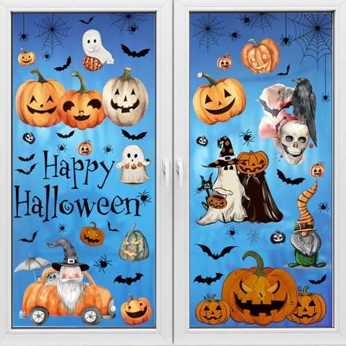 102Pcs Multicolor Halloween Window Clings - Ghosts & Pumpkins