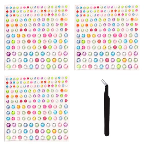 FUNTATTOO 495 Pcs Self-Adhesive Face Gems Rhinestones & Body Glitter