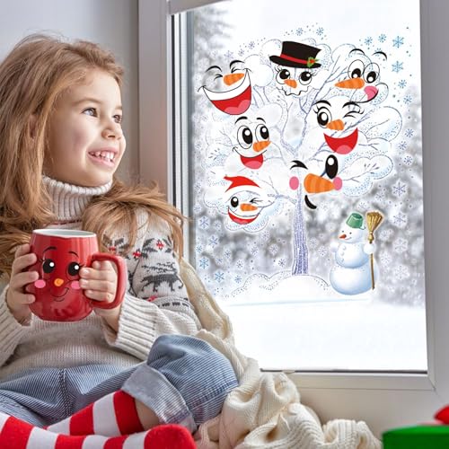 CCINEE 36pcs Christmas Snowman Face Stickers - Fun DIY Holiday Decor