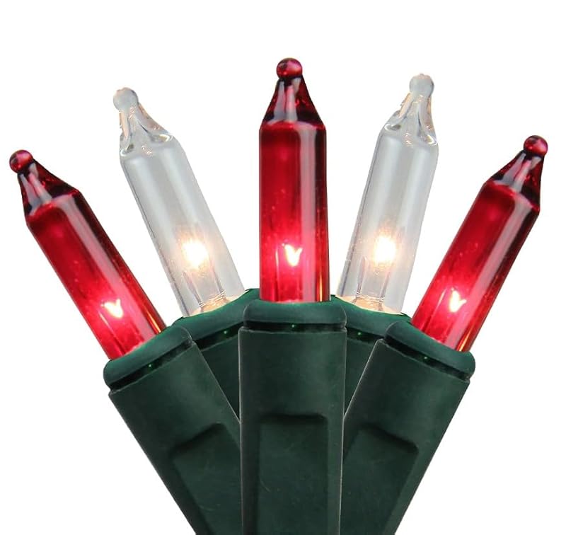 Red and White Christmas String Lights 100 Count 24 Ft Indoor Outdoor Decor