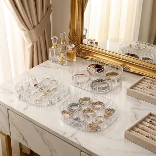 HALAFE 3-Layer Acrylic Jewelry Organizer with Handle - Clear Storage Box for Women