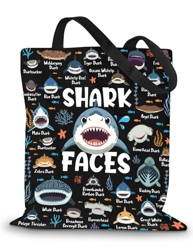 Shark Canvas Tote Bag for Women | Cute Reusable Shopping Bag