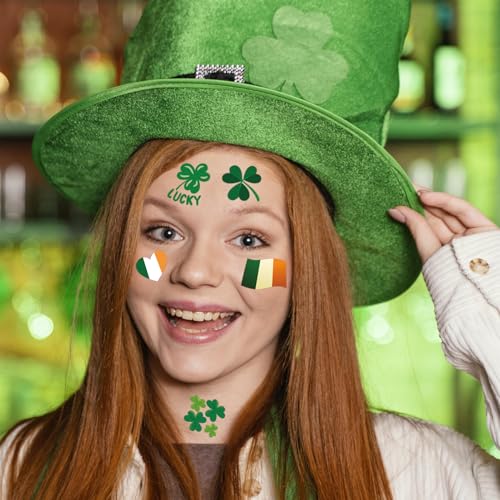 St. Patrick's Day Temporary Tattoos for Kids - 240 Pcs Waterproof Shamrock Designs