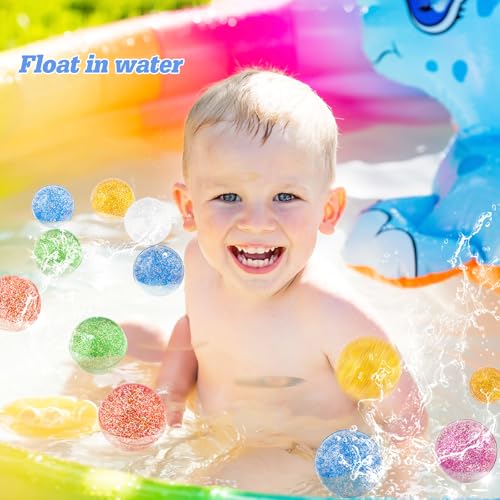 Ohanniewa 24 Pack Glitter Bouncy Balls - Bright 32mm Rubber Kids Toys - Color 5