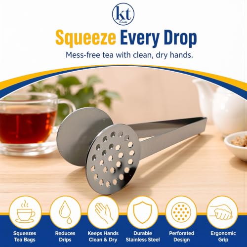 Stainless Steel Tea Bag Squeezer Tongs - 2 Pack Gripper & Strainer