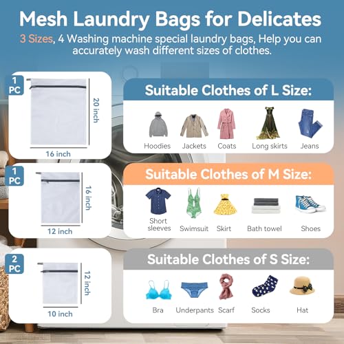 Hoodeet Mesh Laundry Bags Set 4Pcs for Delicates - Large, Medium, Small Variations