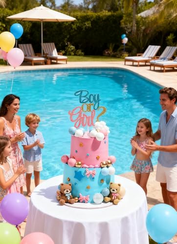 23 PCS Baby Gender Reveal Bear Cake Toppers Set