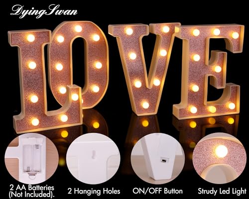 Pink Glitter LED Marquee Letter J Light Up Sign for Parties & Decor
