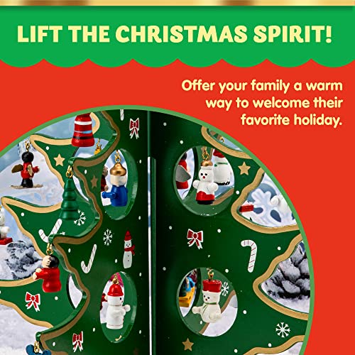 Christmas Advent Calendar with Wooden Tree and Ornaments - 24 Days Countdown Gift for Kids