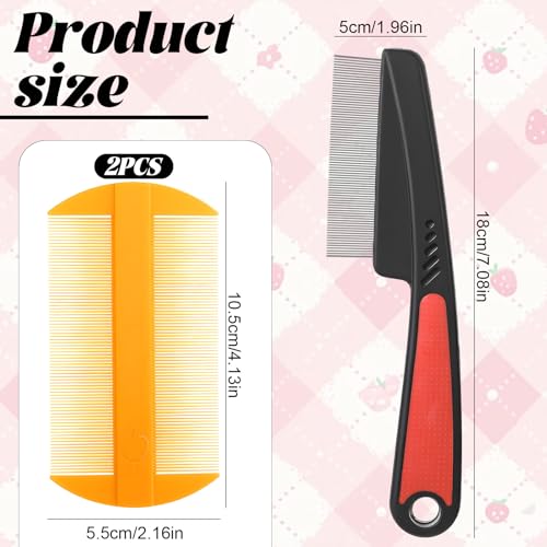 Exclaith 3-Piece Stainless Steel Fine-Toothed Dandruff and Lice Comb Set