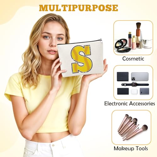 Mxrymvu Initial Canvas Makeup Bag Personalized Monogram Cosmetic Pouch