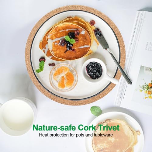 NIJIALGEXPY Cork Trivet Set - 4 Pack, 7.5 Inch Heat Resistant Hot Pads