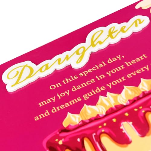 TzenvoGift Birthday Card for Daughter with Gold Foil Cake Design 5.6x8.1
