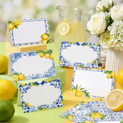 48 Pcs Capri Lemon Place Cards, Amalfi Coast Party Table Name Labels