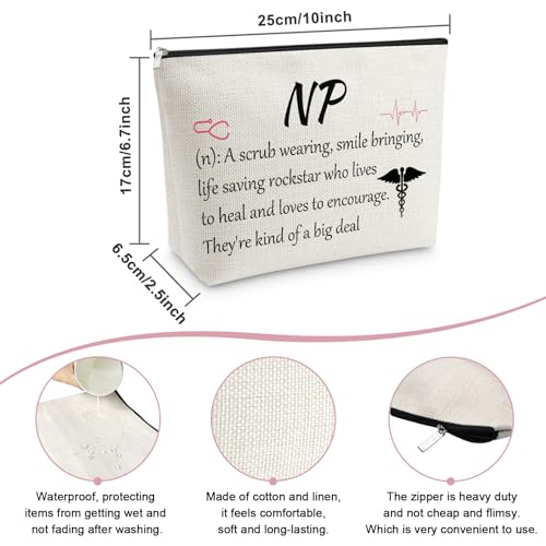 Nurse Practitioner Makeup Bag Linen Cosmetic Pouch Gift