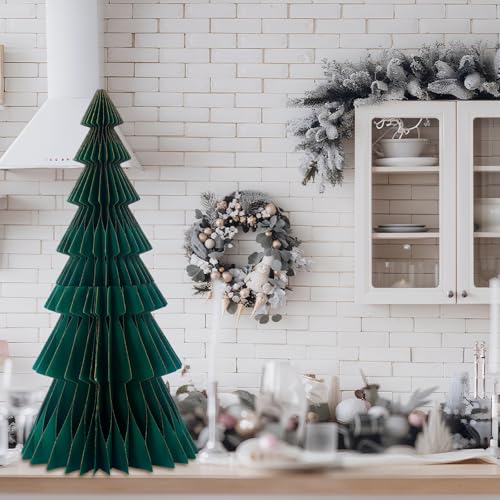 Large Honeycomb Paper Christmas Tree - Dark Green, 2ft 6in - Holiday Decor