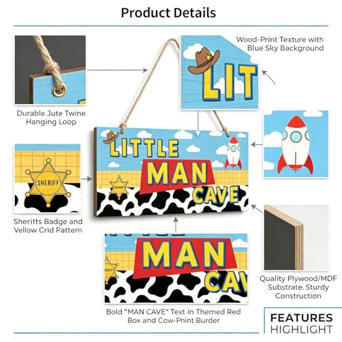 Cartoon Story Wall Decor - Blue Sky & White Cloud Sign for Boys