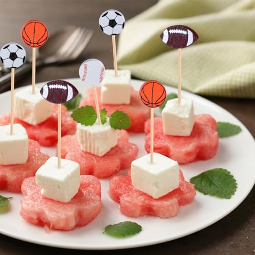 Soccer Bamboo Toothpicks 4.7 Inch - 100 Pack for Sports Events & Parties