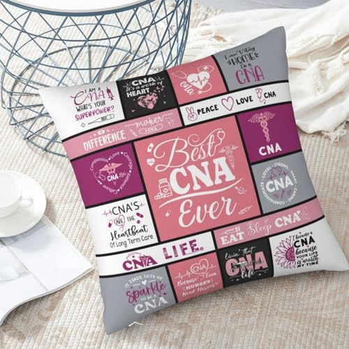 CNA Gifts for Women - 18" x 18" Pink Throw Pillow Cover