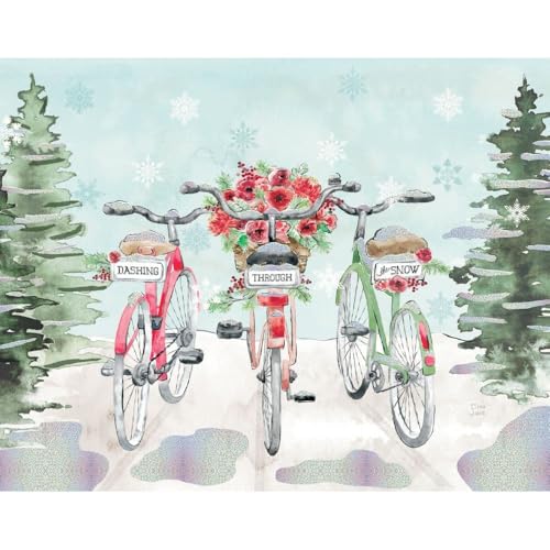 Christmas Card Set 18 with Envelopes - Linen-Embossed Winter Scene by Dina June (5.9 x 1.5 x 1.5 inches)