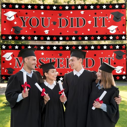 Masters Graduation Banner Set - Class of 2026 Decor, 2pc