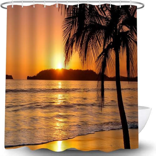 Beach Sunset Shower Curtain - Coastal Decor for Bathrooms