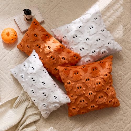 Halloween Ghost Pillow Covers Set of 2, 16x16 Inch Plush