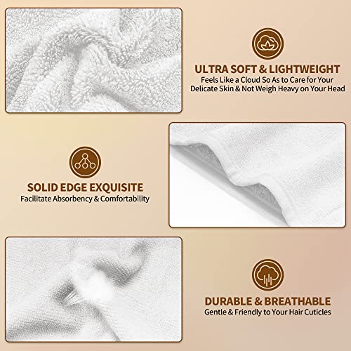 NEXCOVER Microfiber Hair Towel Wraps - 2 Pack White, 9.8" x 25.5"
