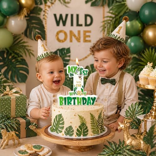 Wild One Birthday Candle - Jungle Animal Themed Cake Topper