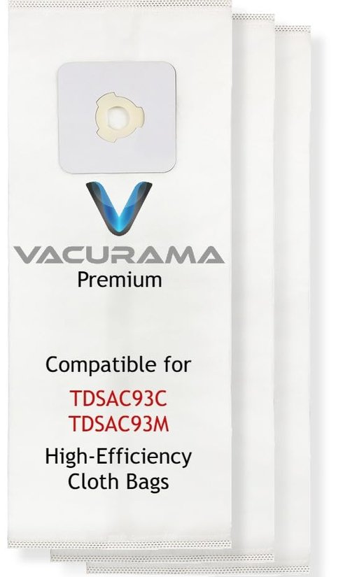 Vacurama Premium Central Vacuum Bags Compatible for CycloVac TDSAC93C, MVac TDSAC93M & the Solution 800 Central Vac Systems. High Efficiency, Tear-Resistant, 3-Notch Opening, 5 Gallon. (3 Bags)