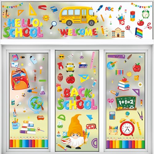 Funnlot Back to School Window Clings - 100 Double-Sided Stickers